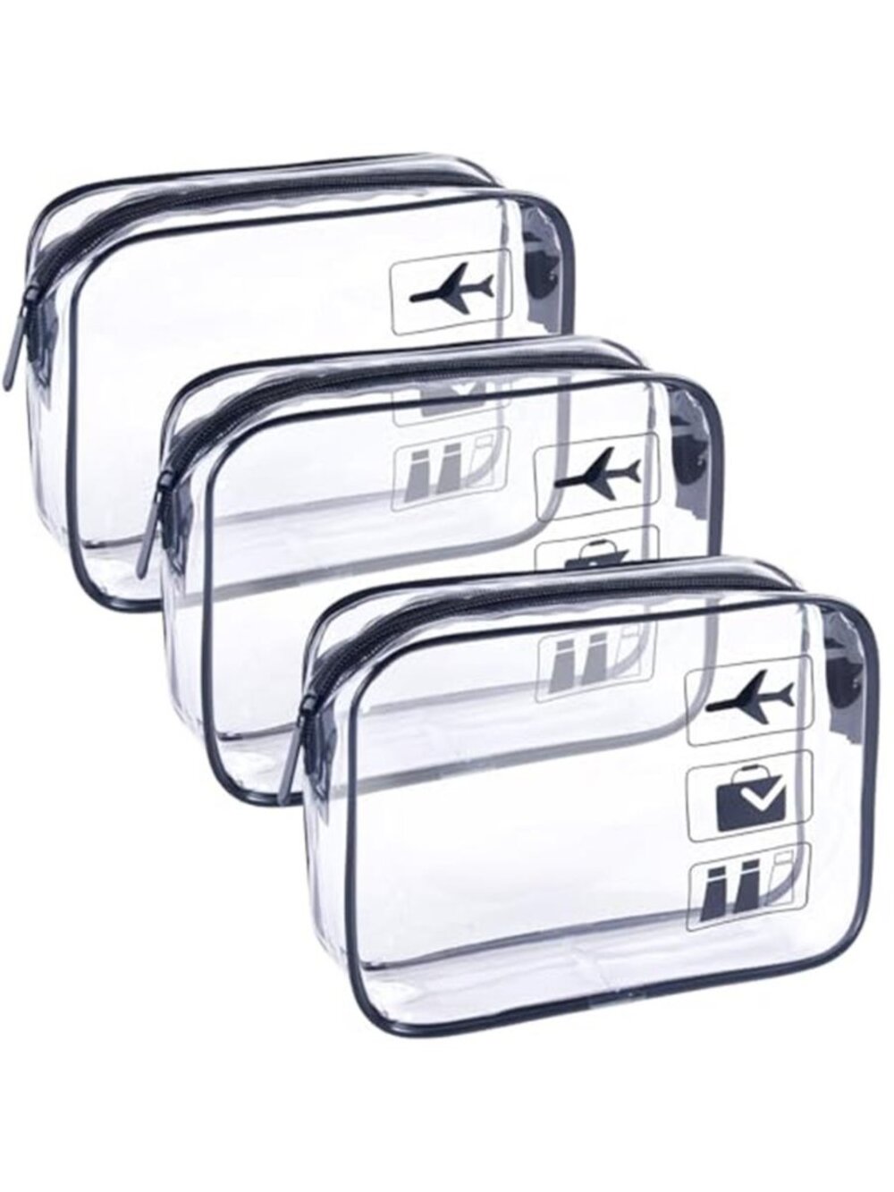 TSA Approved Clear Toiletry Bag 3 Pack Quart Size Carry On Travel Makeup Bag